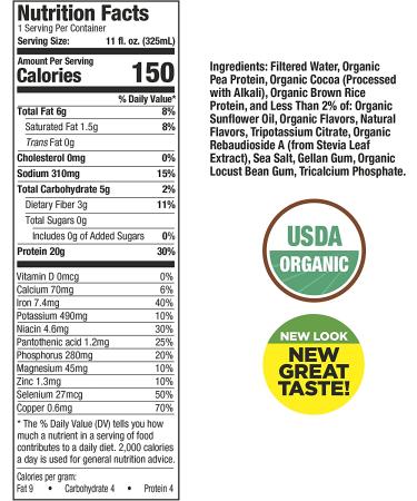 Purely Inspired Organic Protein Shake | 20g Plant Based Protein | Ready to Drink Chocolate Shake | Pack of 12 | Decadent Chocolate Flavor - Buy Online on GoSupps.com