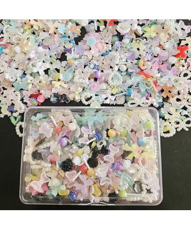 500PCS 3D Nail Charms - Butterfly, Bowknot, Flower, Heart, Pearls, Bear - Resin Nail Rhinestones for Nail Art Decoration & DIY Crafts - Buy Online on GoSupps.com
