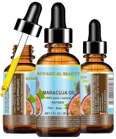 Botanical Beauty MARACUJA OIL 100% Pure Natural Cold Pressed Undiluted for Face Skin Hair Body Lip Nails 1 Fl Oz - 30 ml Rich in Vitamin C