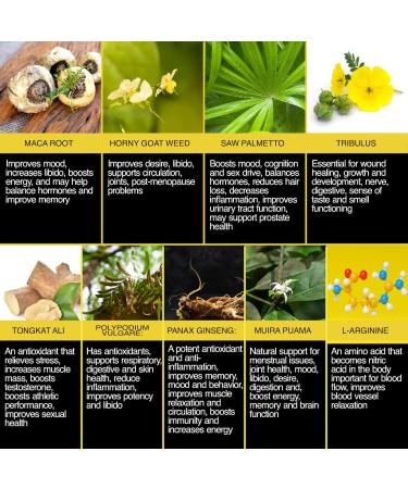 Premium Horny Goat Weed Extract with Maca Root, L-Arginine, Tongkat, Ginseng & Saw Palmetto - 1000mg Epimedium Icariins for Immunity, Stamina & Energy - Performance Herbal Supplement for Men & Women - Buy Online on GoSupps.com