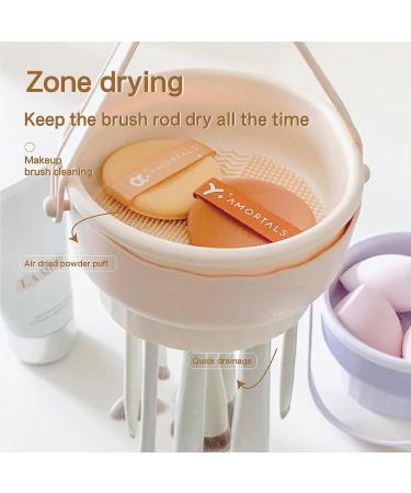 3-in-1 Silicone Makeup Brush Cleaning Mat | Drying Holder & Scrubber Tool | Cosmetic Brush Cleaner & Storage Stand - Orange - Buy Online on GoSupps.com