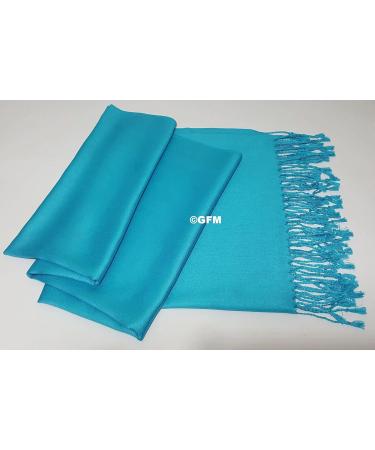 GFM Smooth Shiny Surface Pashmina Style Scarf - L9 in Turquoise - Buy Online on GoSupps.com