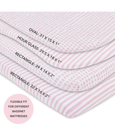 Ely's & Co. Waterproof Bassinet Sheet 2 Pack - Mauve Pink Splash & Stripes - 32x16x3 - Baby Girl - Buy Online on GoSupps.com