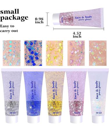 Body Glitter Gel 50ml Face Glitters Body Gel Sequins Shimmer Liquid Eyeshadow Mermaid Sequins Sparkling Chunky Body Lotion Glitter Liquid for Face Body Hair Nail DIY Makeup Decoration-Colorful#06 06#Color - Buy Online on GoSupps.com