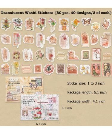 40PCS Vintage Scrapbook Paper Supplies Washi Sticker Book Colorful Sticker  Packs