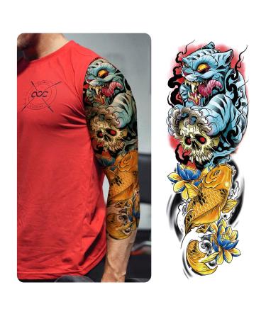 GFHIH 12 temporary tattoos for men and women (L19xW7)  Christmas full arm fake tattoos  waterproof realistic sleeve tattoos long lasting Christmas gifts xC-12 sheet