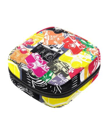 Sanitary Napkin Storage Bag Menstrual Cup Bag Girls Travel Large Capacity Makeup Sanitary Pads Organizer Camera Pattern