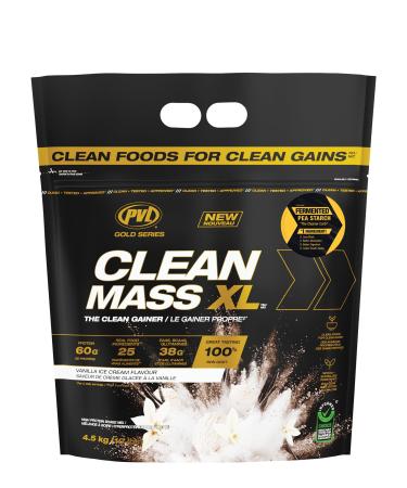 PVL Clean Mass XL | Mass Weight Gainer - Real food ingredients - complete Protein powder -10LBS - Vanilla Ice Cream Vanilla Ice Crean 10LBS