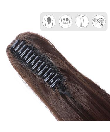 Ponytail Extension with Clip - 18 Heat Resistant Medium Brown Braid - Real Hair Look Smooth & Corrugated Styles - International Shipping Available - Buy Online on GoSupps.com
