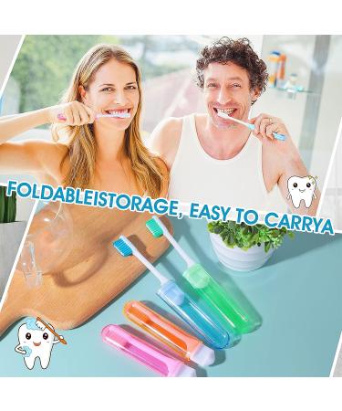 Sibba Soft Bristles Toothbrush 4-Pack - Folding Manual Toothbrushes for Fragile Gums - Dental Care for Adults & Kids - Portable for Camping & Travel - Orange, Blue, Green, Pink - Buy Online on GoSupps.com