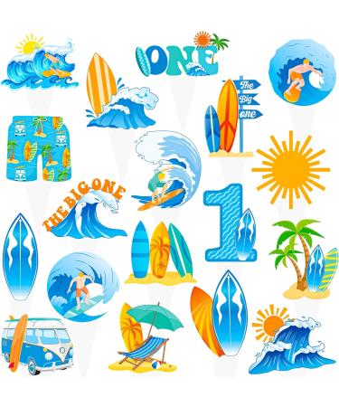 Surfing Cupcake Toppers 48Pcs The Big One Surf Birthday Cupcake Toppers Surfing 1st Birthday Decorations Surfboard Cupcake Picks for Summer Hawaii Holiday Baby First Supplies - Buy Online on GoSupps.com