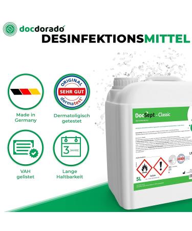 Docsept Classic Hand Disinfectant 5000ml - VAH Listed Dermatologically Tested Available in Various Sizes - Buy Online on GoSupps.com