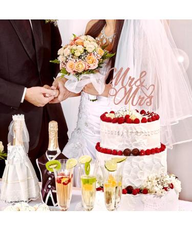 Sotpot 1 Pack Mr Mrs Cake Topper Rose Gold Glitter Love Mr Mrs Cake Pick Wedding Party Decorations Bridal Shower Wedding Cupcake Decoration Party Supplies Rose Gold - Wedding Cake Topper - Buy Online on GoSupps.com