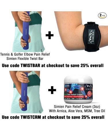 SIMIEN Flexible Rubber Twist Bar - 3 Resistance Levels - Pain Relief for Elbow, Wrist, Forearm - Works with Braces - Includes 2 BONUS eBooks - Buy Online on GoSupps.com