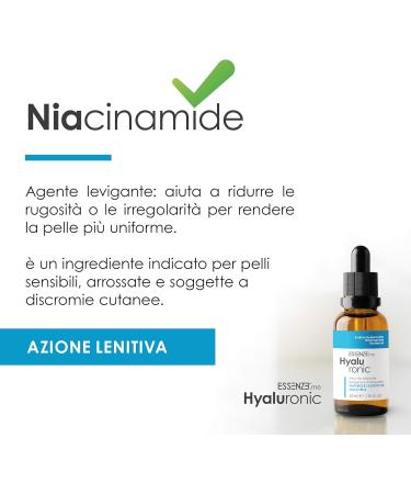 Pure Hyaluronic Acid Face Serum Anti-Wrinkle Plumping Effect with Niacinamide + Provitamin B5 Concentrated Moisturizing Formula Also for Eye Contour | Hyaluronic Essences 30 ml - Buy Online on GoSupps.com