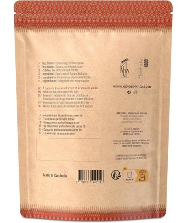 Khla - Poivre Rouge de Kampot Certifi Bio 200 g - Sachet Poivre en Grains Biologique - Grand Cru Doux & Fruit - Ingr dient Cuisine - Direct Producteur - pice Asie - Origine Cambodge - Buy Online on GoSupps.com