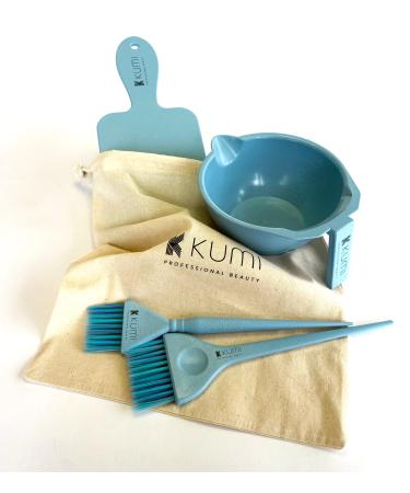 Kumi Professional Wheat Eco-Friendly Blue 4 Piece Tint/hair dye Set - This hair dye bowl and brush kit is ideal for professional or home use. Ideal home hair dye kit.