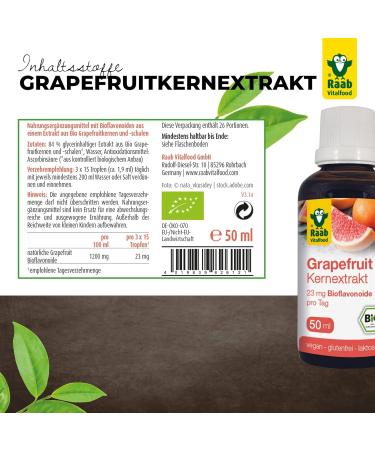Raab Vitalfood Organic Grapefruit Seed Extract - Vegan Bioflavonoids 50 ml - Certified Raw Material from Southern Europe - Buy Online on GoSupps.com