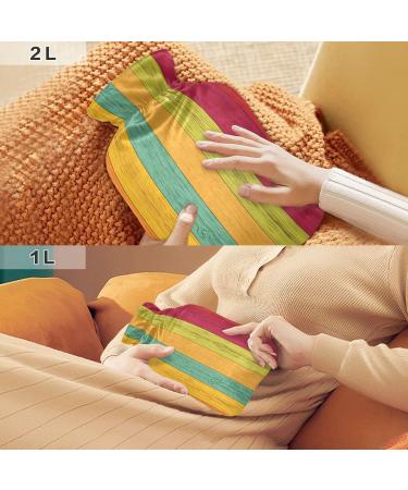 Rainbow Wood Heat Bottle - 2L Large Hot Water Bag for Pain Relief & Therapy | BAP-Free with Cover - Buy Online on GoSupps.com