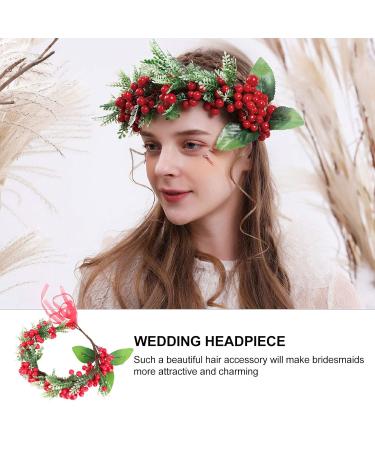 Frcolor Christmas Flower Crown with Berries | Bridal & Bridesmaid Headband Wreath | Wedding Hair Accessories for International Shipping - Buy Online on GoSupps.com