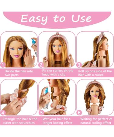 Silk Ribbon Curling Rod - Heatless Curlers Headband for Natural Soft Waves - Pink - Buy Online on GoSupps.com