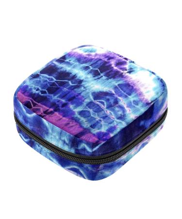 Purple Blue Tie Dye Sanitary Napkin Storage Bag Feminine Product Pouches Portable Period Kit Bag Menstruation First Period Bag for Women Teen Girls Ladies Menstrual Cup Pouch Tampon Bags Color 8