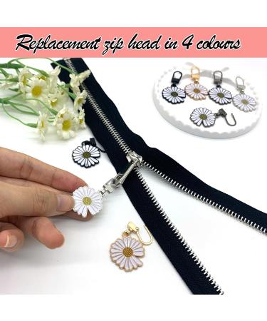 DHER Zipper Pulls - 8 Pack Removable Metal Zipper Tabs (Daisy 4 Colors) | International Shipping Available - Buy Online on GoSupps.com