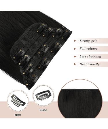 Feshfen Clip-In Extensions - 4PCS Synthetic Hair Extensions 50cm Smooth Long Black Hair for Women - Buy Online on GoSupps.com