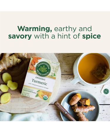 Traditional Medicinals - Organic Turmeric with Meadowsweet and Ginger Herbal Tea (Pack of 6) - Traditionally Used To Relieve Inflammation And Aid In Digestion - 96 Tea Bags Total Tea Tumeric with Meadowsweet and Gigner 16 Count (Pack of 6) - Buy Online on GoSupps.com