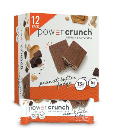 Power Crunch Protein Wafer Bars, High Protein Snacks with Delicious Taste, Peanut Butter Fudge, 1.4 Ounce (12 Count)