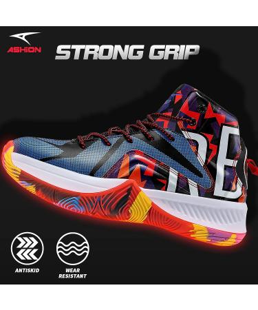 ASHION Men's High Top Basketball Shoes - Lightweight & Breathable Sneakers - Size 10.5 V-Multicoloured - Buy Online on GoSupps.com