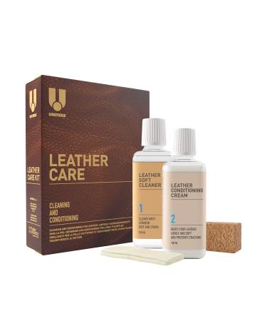 UNITERS Leather Care Kit - 2 Pack Leather Cleaner and Protection Cream for Furniture, Sofa, Car Seat, Handbag, Wallets, and Jackets - Stain, Oil, Dirt Remover and Protector - 150 ml Bottles