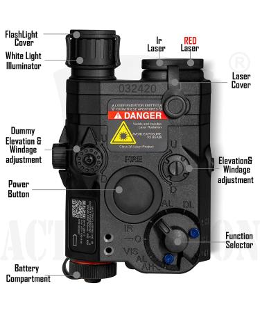 ACTIONUNION Airsoft PEQ-15 IR Laser Red Laser White LED Flashlight Black - Buy Online on GoSupps.com