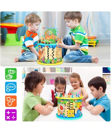 11-in-1 Wooden Motoric Cubes Toy for Kids | Bead Labyrinth Dinosaur Activity Cube | Educational Gift for Toddlers - Buy Online on GoSupps.com