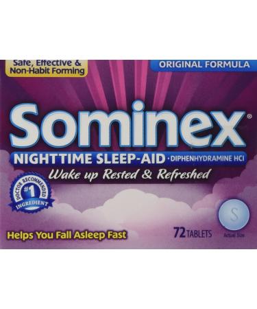Sominex Night-Time Sleep Aid Tablets, Original Formula, 72-Count Boxes (Pack of 3) 72 Count (Pack of 3)