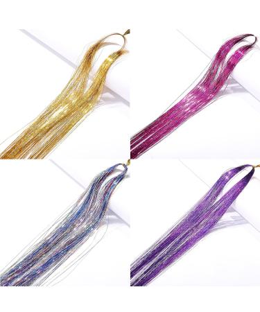 12 Colors Glitter Hair Strands | Lametta Hair Extensions for Women | 90cm Cosplay & Party Essentials - Buy Online on GoSupps.com