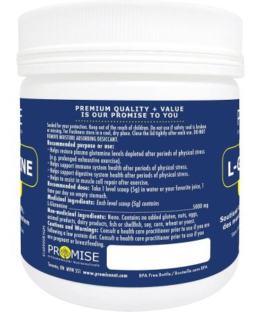 Promise L-Glutamine Powder 250g 5000mg for Gut Health Unflavored Non GMO Post and Pre Workout Amino Acids Supplement L Glutamine Digestive System Support 50 Servings - Buy Online on GoSupps.com