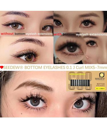 SEEDEW Bottom Lash Extensions MIX5-7mm J Curl 0.10mm 12 Rows/Tray Classic Individual Single Natural Soft Lightweight Eyelashes Grafting for Lash Artists Beauty Salon(Matte Black-0.1-J-MIX5-7mm) 5-7mmMIX Black J 0.10mm - Buy Online on GoSupps.com