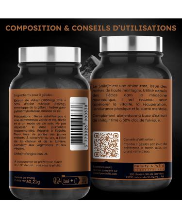 Shilajit Pur 1050 mg 50% Acide Fulvique 90 G lules Shilajit Himalaya nergie Vitalit & Performance Compl ment Alimentaire naturel Fabriqu en France - Buy Online on GoSupps.com