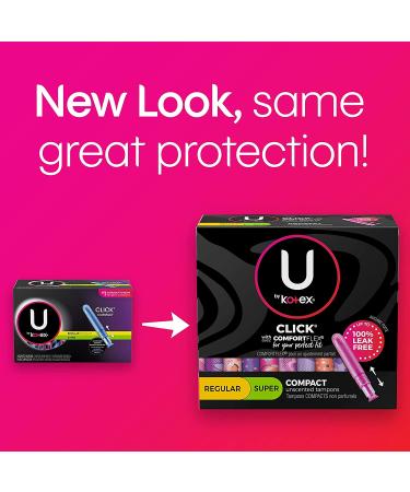 U by Kotex Click Tampons Multipack - 180 Count (6 Packs of 30) - Regular/Super Absorbency, Unscented - Packaging May Vary - Buy Online on GoSupps.com
