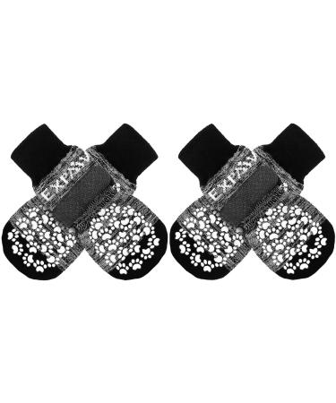 Expawlora bilateral dog socks anti -slip - soft and breathable paw protection for all dogs with adjustable straps better traction control for interior dark gray l Large (4 count) dark gray
