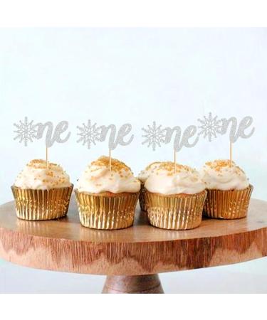 Ercadio 24 Pack Snowflake One Cupcake Toppers Silver Glitter Winter Snowflake 1st Cupcake Toppers Snowflake One Cupcake Picks for Baby Shower Christmas Theme Party Cake Decor Supplies D-one Silver - Buy Online on GoSupps.com