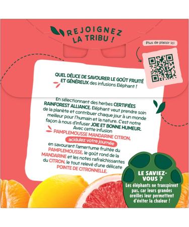 Elephant Flavored Infusion Grapefruit Mandarin & Lemon Taste Rainforest Alliance Certified 100% Natural Origin Ingredient - Buy Online on GoSupps.com