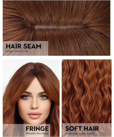 Wokestar Long Auburn Synthetic Hair Wig for Women with Curtain Fringe - Shop Now - Buy Online on GoSupps.com