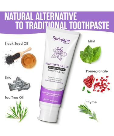 Buy SprinJene Fluoride Free Toothpaste for Sensitive Teeth - All Natural & SLS Free - 2 Pack (5oz Each) - Perfect for Adults - Buy Online on GoSupps.com