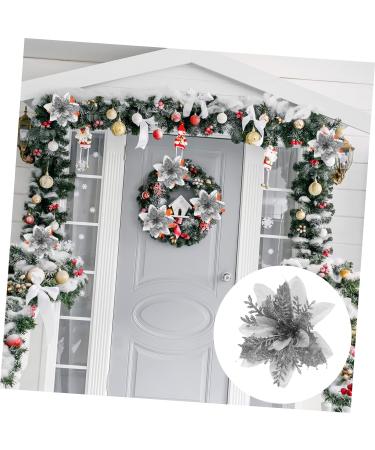 HOMSFOU 15pcs Decorative Flower Christmas Flowers Christmas Flower Ornaments Christmas Tree Pendants Christmas Flower Poinsettia Flowers Pvc Imitation Flower Golden Pink Flower Silver 13x13cm - Buy Online on GoSupps.com