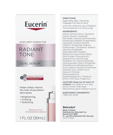 Eucerin Radiant Tone Dual Serum Dark Spot Corrector Dark Spot Serum with Thiamidol and Hyaluronic Acid Helps Visibly Reduce the Look of Persistent Dark Spots 1 Fl Oz Bottle - Buy Online on GoSupps.com