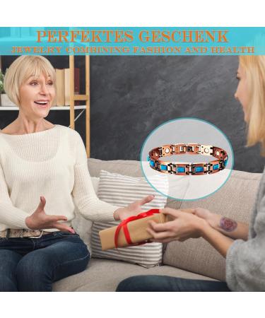 Yinox Magnetic Therapy Arthritis Copper Bracelet for Women - Pain Relief & Fashion with Turkish Turquoise (3500 Gauss) - Buy Online on GoSupps.com