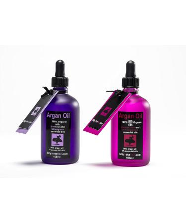 Argan Oil Flowers Gift Set. 1x100ml argan oil with lavender and lemongrass essential oils and 1x100ml argan oil with damask rose and pink grapefruit essential oils. - Buy Online on GoSupps.com