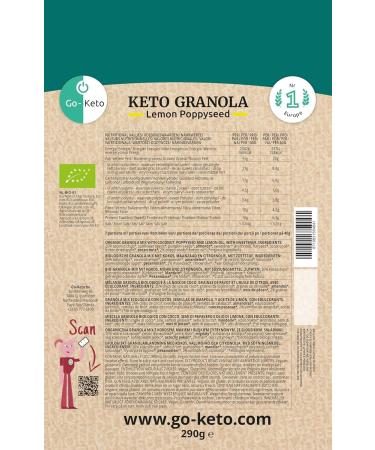GoKeto BIO Keto Granola Lemon Poppyseed 290g Low Carb Keto Muesli for a delicious keto breakfast with coconut chips nuts fruits sunflower seeds & pumpkin seeds vegan glutenfree - Buy Online on GoSupps.com